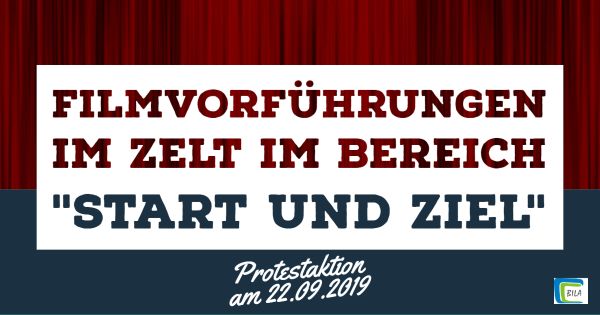 Filmvorführungen im Bereich Start und Ziel